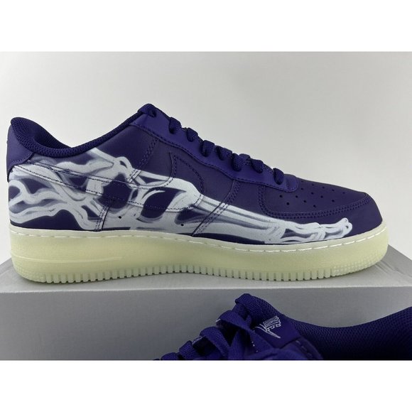 Nike Air Force 1 Purple Skeleton Mens Size 11 Sneakers Halloween 2022 CU8067-500 - Picture 8 of 11